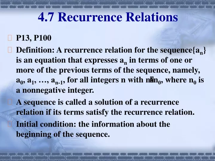 4 7 recurrence relations