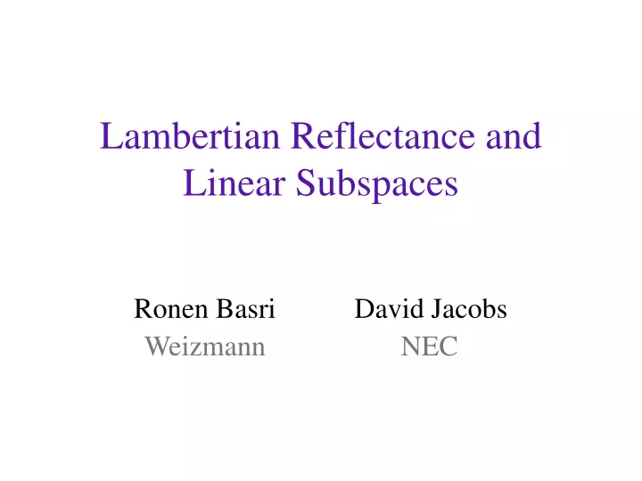 lambertian reflectance and linear subspaces
