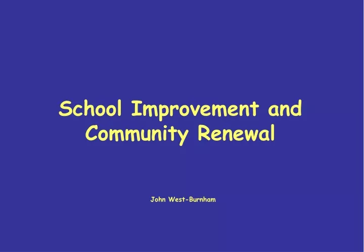 school improvement and community renewal