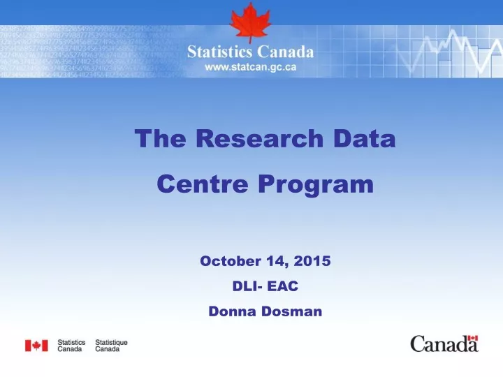 the research data centre program october 14 2015