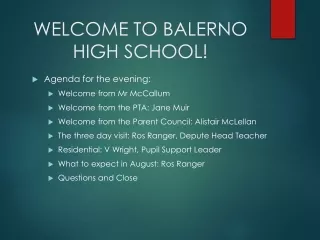 WELCOME TO BALERNO HIGH SCHOOL!
