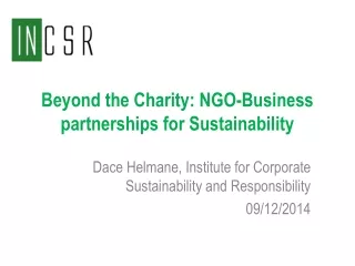 Beyond the Charity: NGO-Business partnerships for Sustainability
