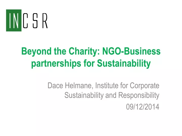 beyond the charity ngo business partnerships for sustainability