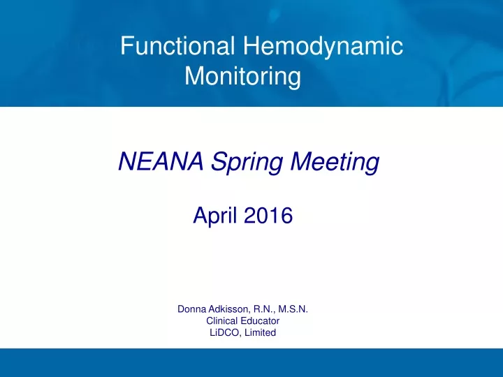 functional hemodynamic monitoring neana spring