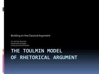 The  toulmin  Model  of Rhetorical Argument