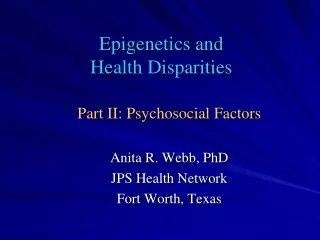 Epigenetics and    Health Disparities