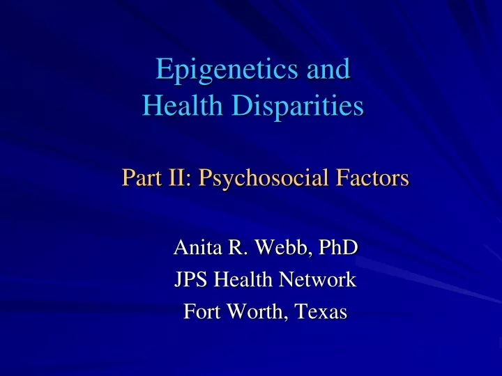 epigenetics and health disparities
