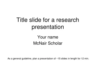 Title slide for a research presentation