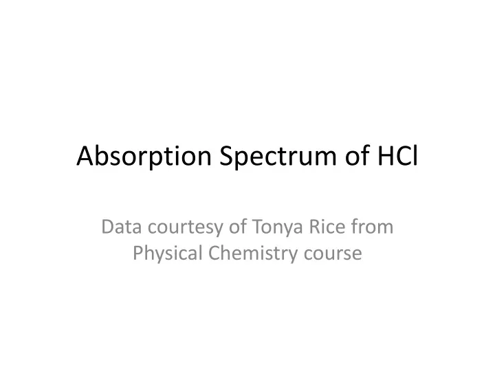absorption spectrum of hcl
