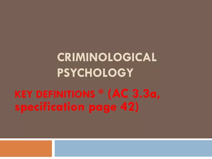criminological psychology