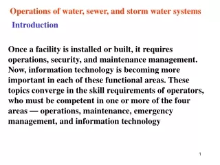 Operations of water, sewer, and storm water systems