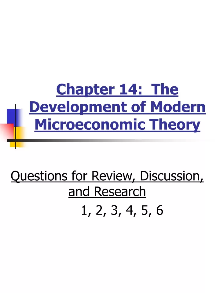 chapter 14 the development of modern microeconomic theory