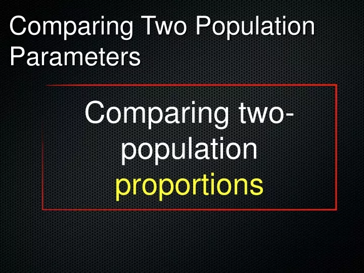 comparing two population parameters