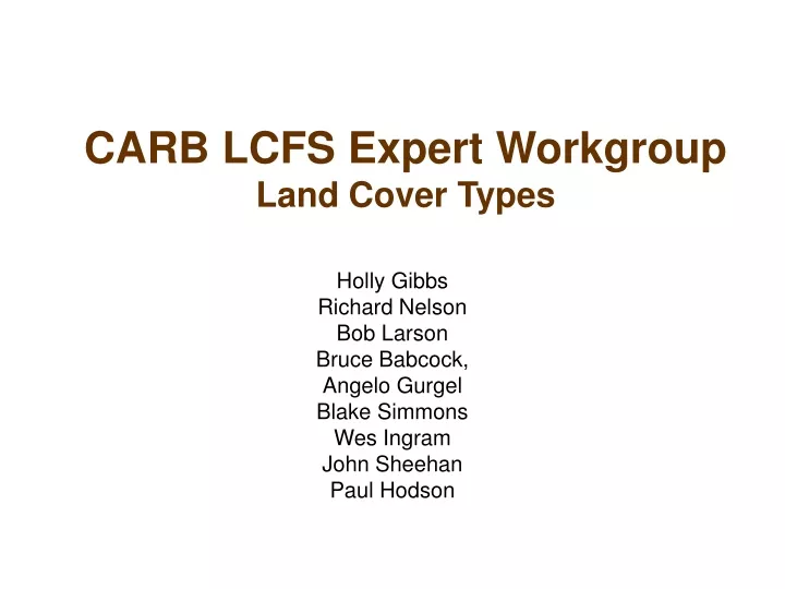 carb lcfs expert workgroup land cover types