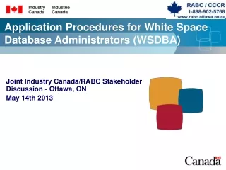 Application Procedures for White Space Database Administrators (WSDBA)