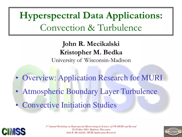 hyperspectral data applications convection turbulence