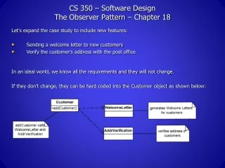 CS 350 – Software Design The Observer Pattern – Chapter 18