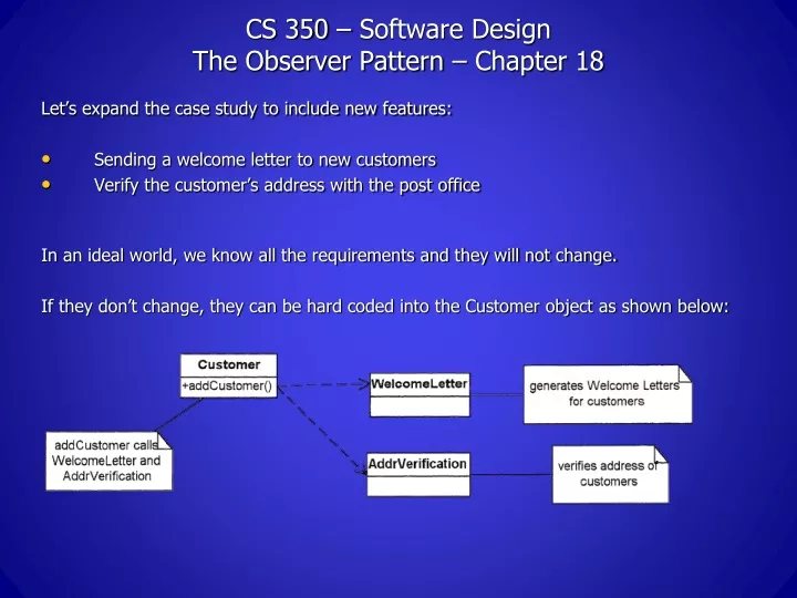 cs 350 software design the observer pattern chapter 18