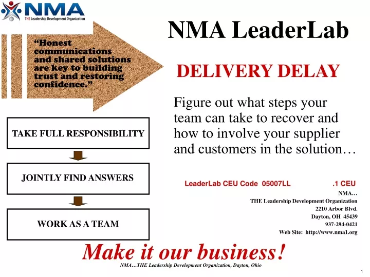 nma leaderlab delivery delay