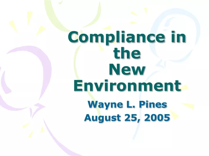 compliance in the new environment