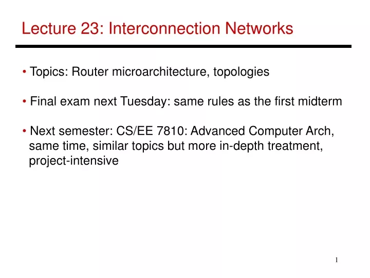 lecture 23 interconnection networks
