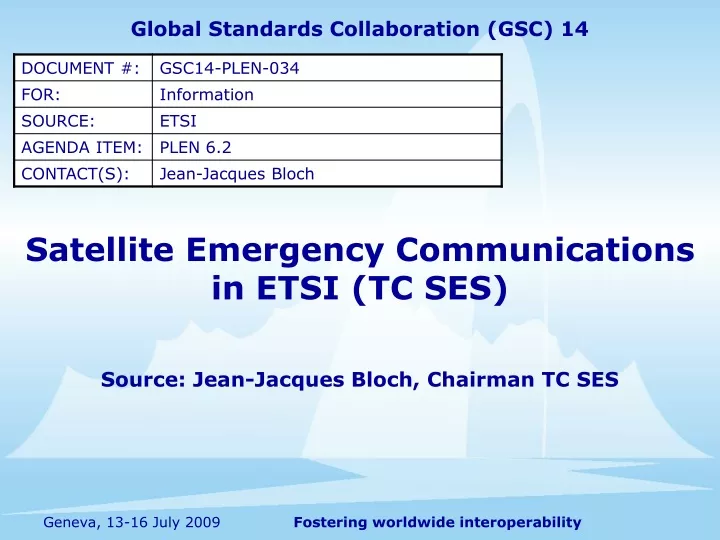 satellite emergency communications in etsi tc ses