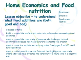 Home Economics and Food nutrition