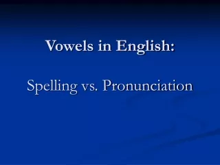 Vowels in English:  Spelling vs. Pronunciation