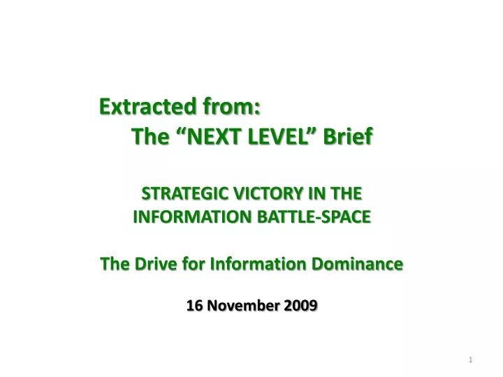 extracted from the next level brief strategic