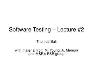 Software Testing – Lecture #2
