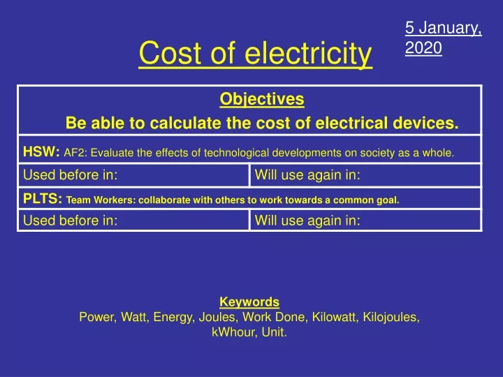 cost of electricity