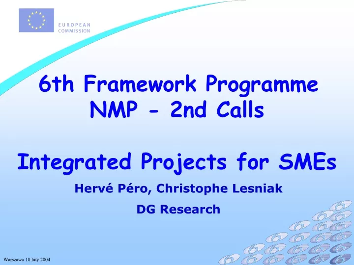 6th framework programme nmp 2nd calls integrated