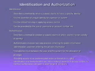 Identification and Authorization
