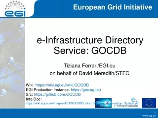 e-Infrastructure Directory Service: GOCDB