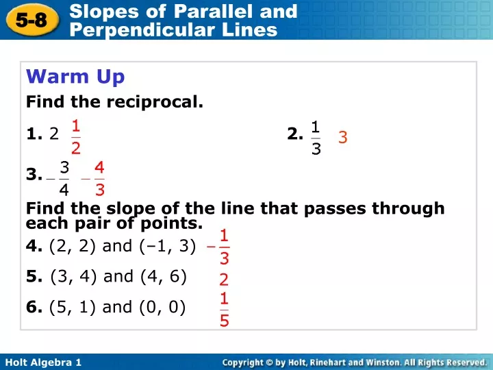 warm up find the reciprocal 1 2 2 3 find