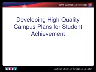 developing high quality campus plans for student achievement