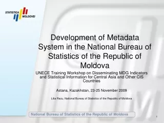 Development of Metadata System in the National Bureau of Statistics of the Republic of Moldova