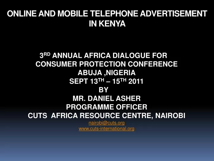 online and mobile telephone advertisement in kenya