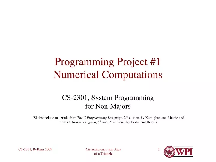 programming project 1 numerical computations