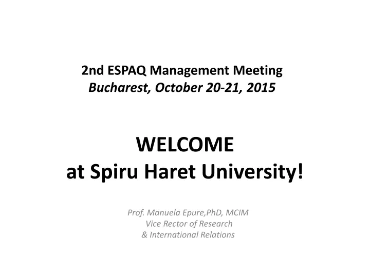 welcome at spiru haret university