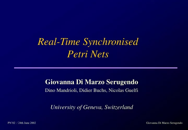 real time synchronised petri nets