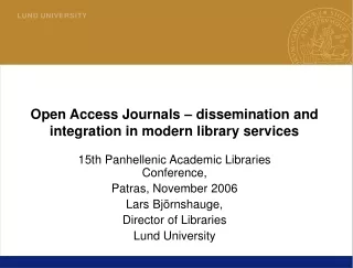 Open Access Journals – dissemination and integration in modern library services