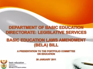 DEPARTMENT OF BASIC EDUCATION DIRECTORATE: LEGISLATIVE SERVICES