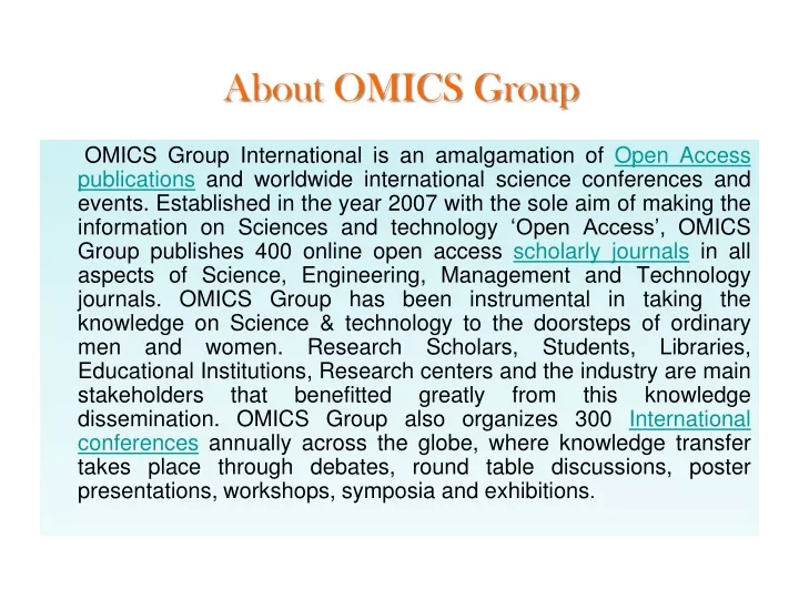 about omics group