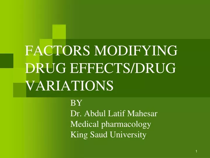 factors modifying drug effects drug variations
