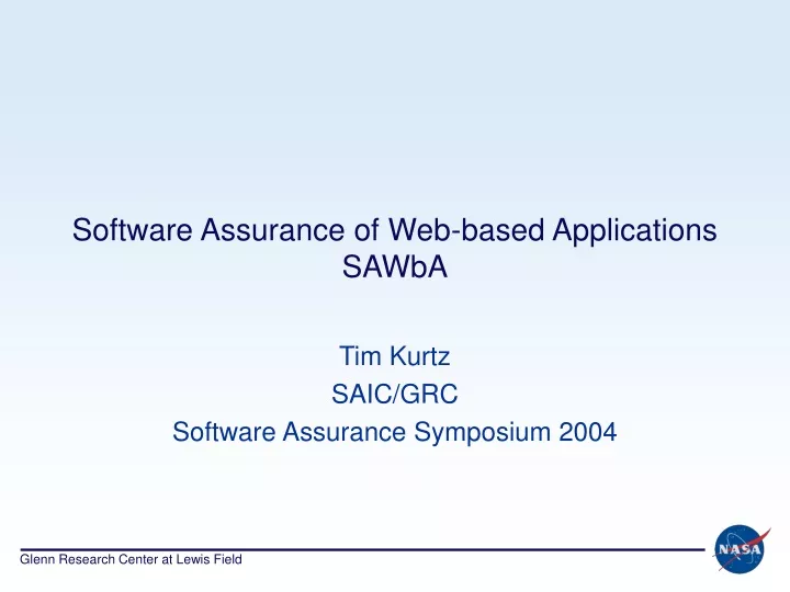 software assurance of web based applications sawba
