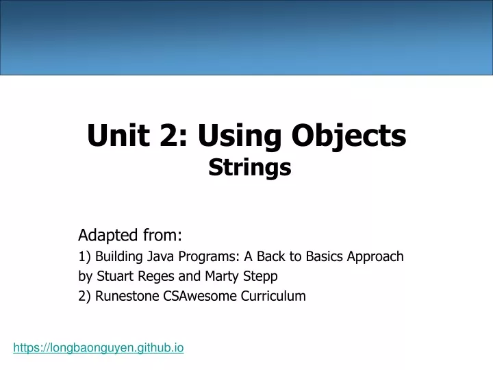 unit 2 using objects strings