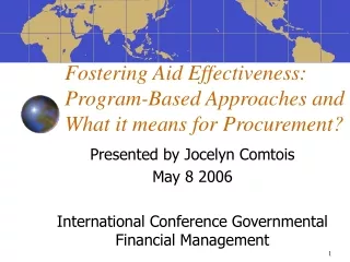 Fostering Aid Effectiveness: Program-Based Approaches and What it means for Procurement?