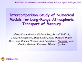 Intercomparison Study of Numerical Models for Long-Range Atmospheric Transport of Mercury
