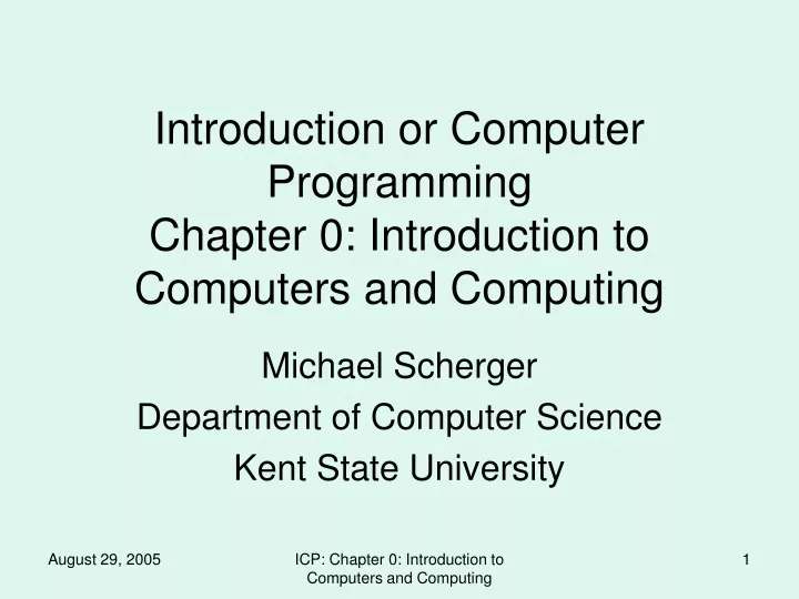 introduction or computer programming chapter 0 introduction to computers and computing